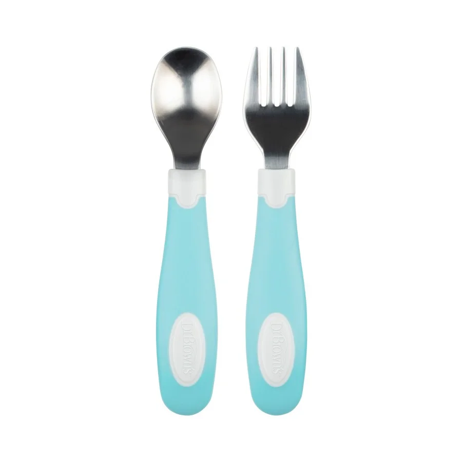 xx Dr Brown’s Set couverts en inox 12m+ Bleu