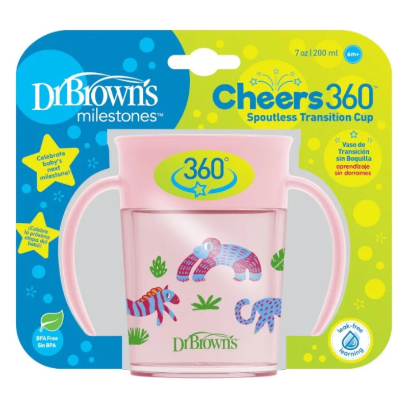 DR.BROWN’S DR.BROWN’S Tasse Cheers 360 Avec Poignées, 7 Oz/250 Ml, Rose, 1 Paquet