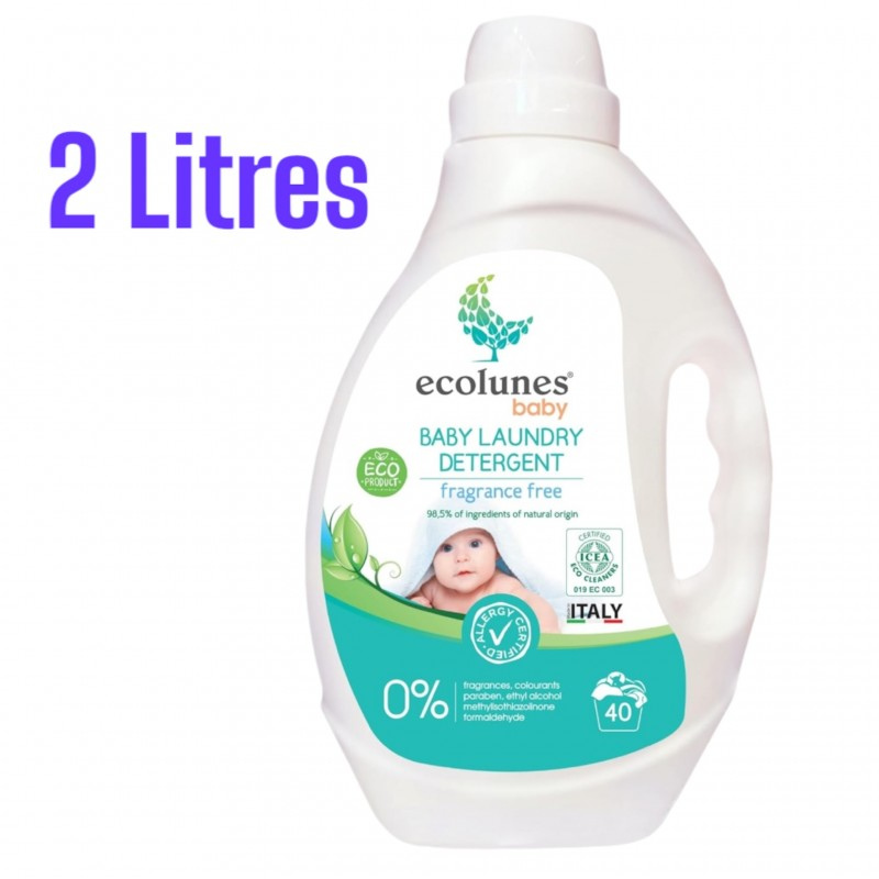 Ecolunes Lessive Bébé Écologique Hypoallergénique 2L – Testée Dermatologiquement