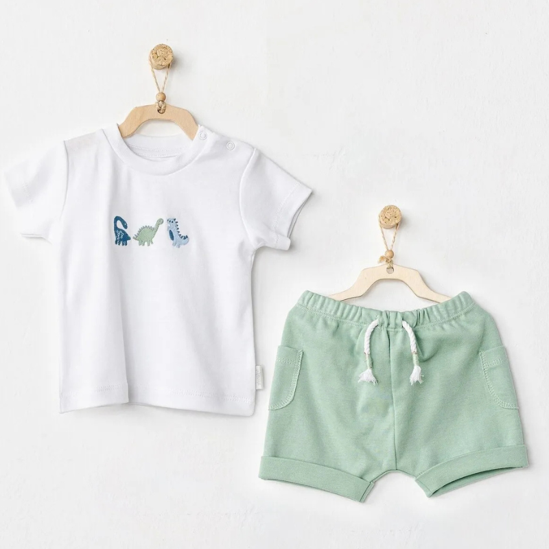xx Ensemble 2 pièces dinosaure pour bébé Vert Blanc- Andywawa