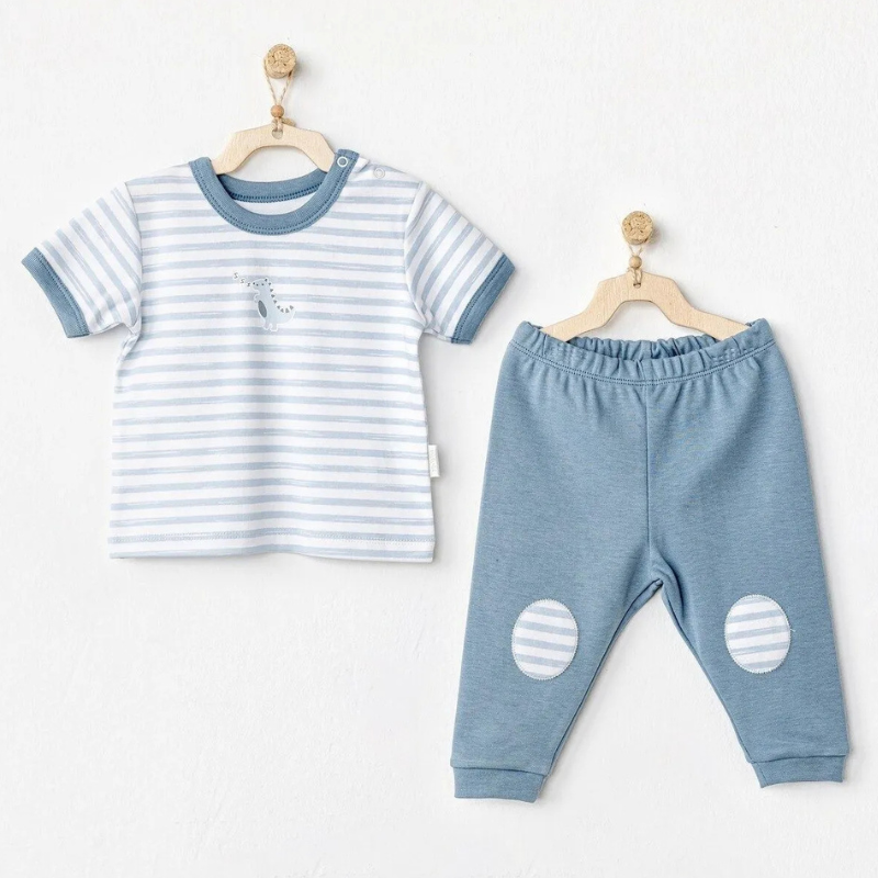 xx Ensemble bébé 2 pièces Dinosaure Bleu Ac24567 - Andywawa