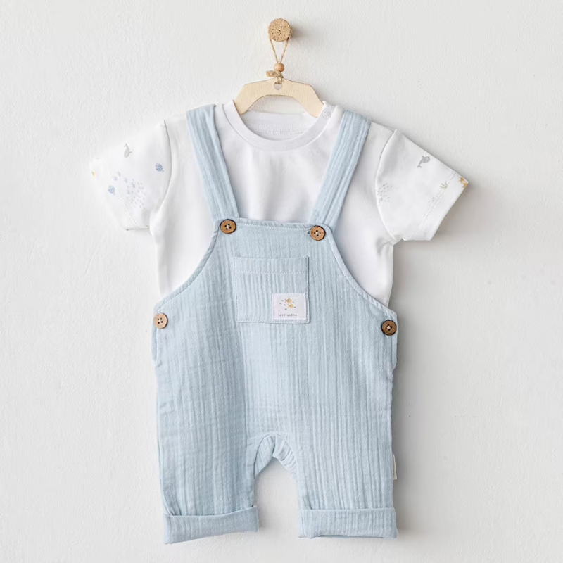 xx Ensemble salopette en mousseline pour bébé garçon AC25621- Andywawa