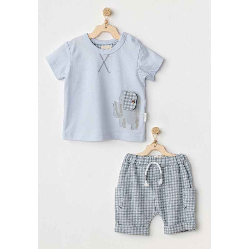 xx Ensemble Tenue d'été à carreaux bleus Safari Andywawa