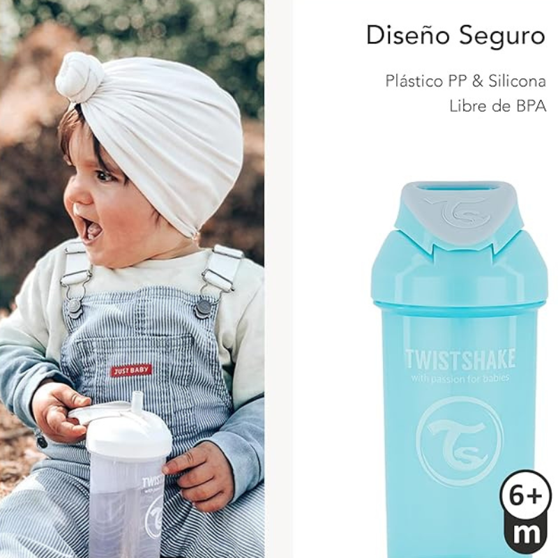 Gobelet à paille Twistshake 360 ​​ml - Bleu perle- 6+m