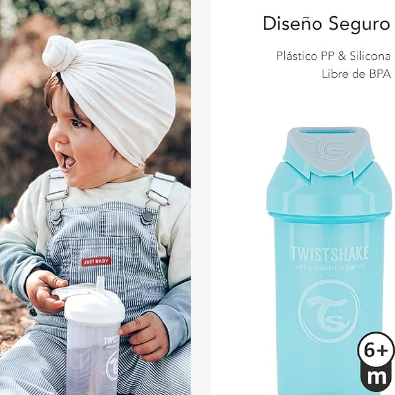 Gobelet à paille Twistshake 360 ​​ml - Gris - 6 mois plus