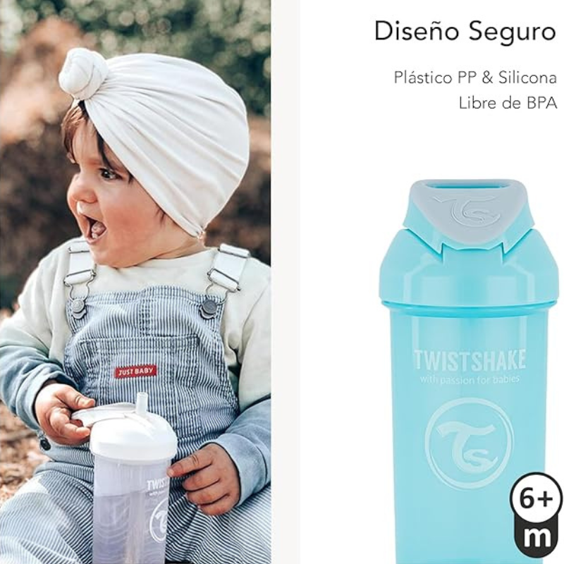 Gobelet à paille Twistshake 360 ​​ml - Grise- 6 mois plus