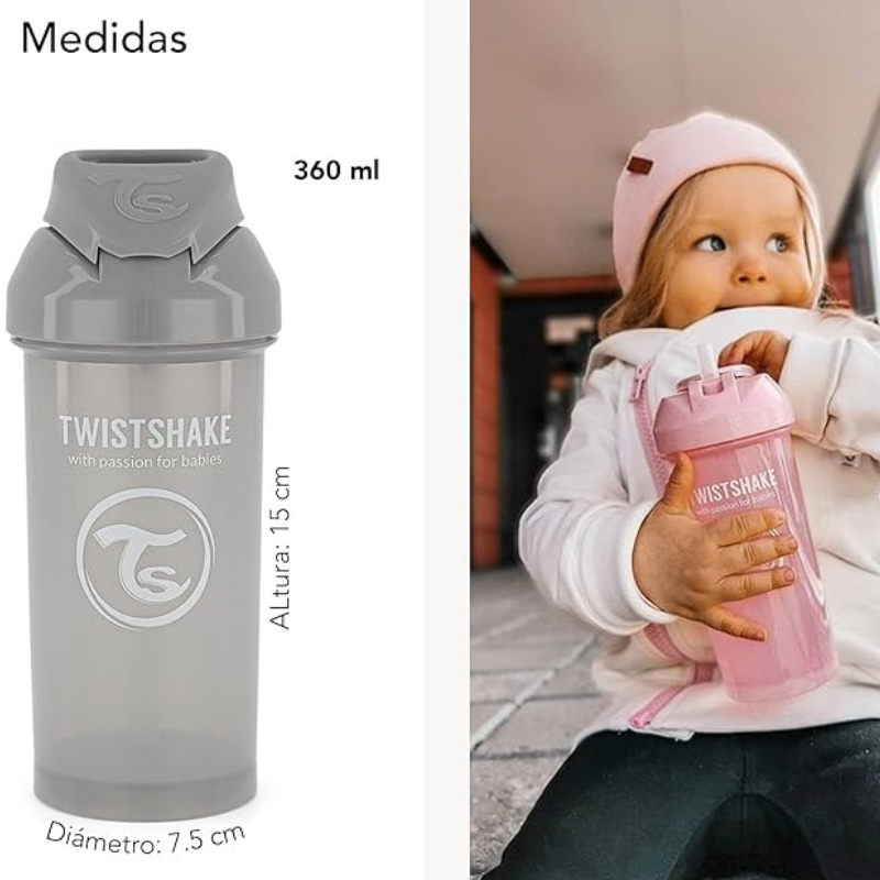 Gobelet à paille Twistshake 360 ​​ml - Noir - 6 mois plus