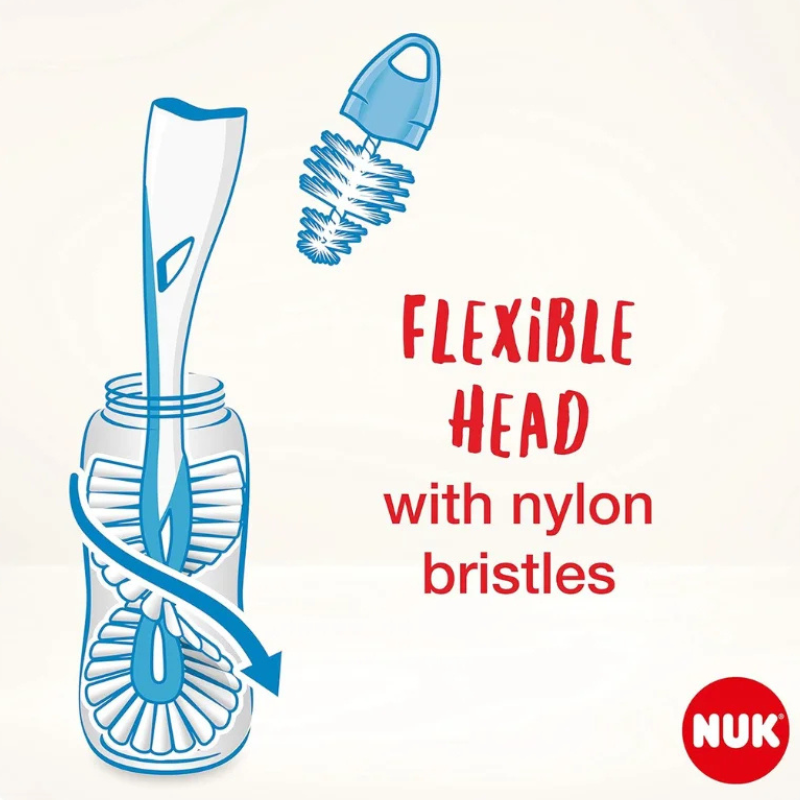 Goupillon NUK 2 en 1 flexible Pour biberons et tétines