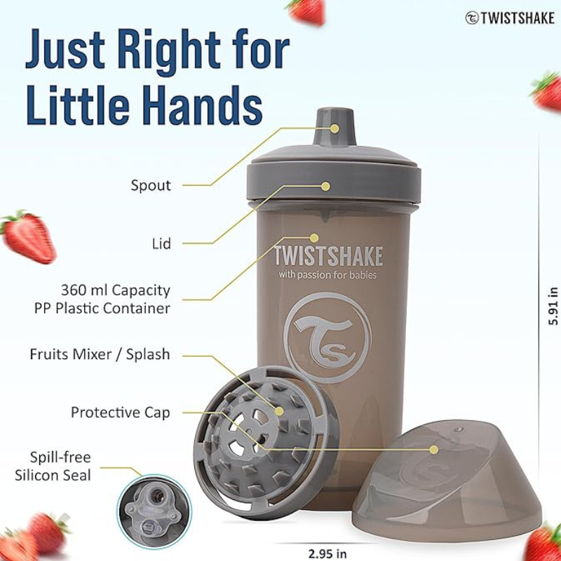 Gourde Anti-Fuites Enfants 360ml Twistshake - Gris