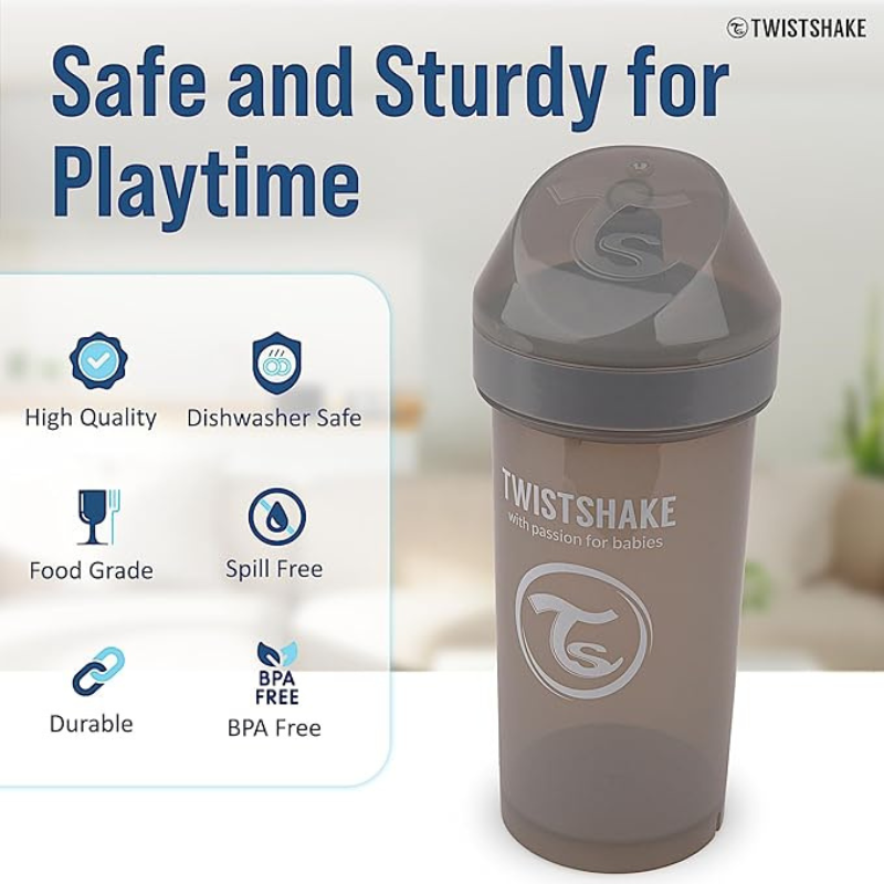 Gourde Anti-Fuites Enfants 360ml Twistshake - Gris