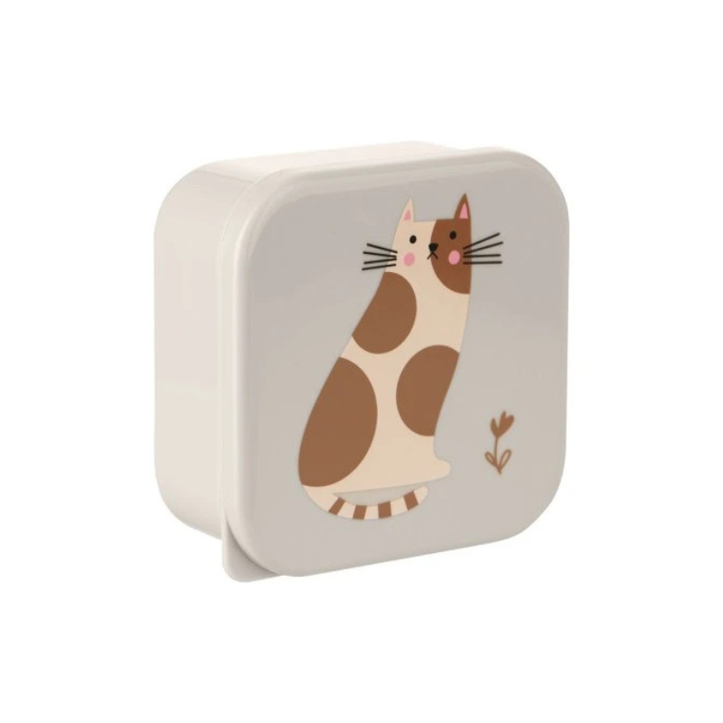 KikkaBoo Lot de 4 boîtes à lunch Kitty Cat Gris