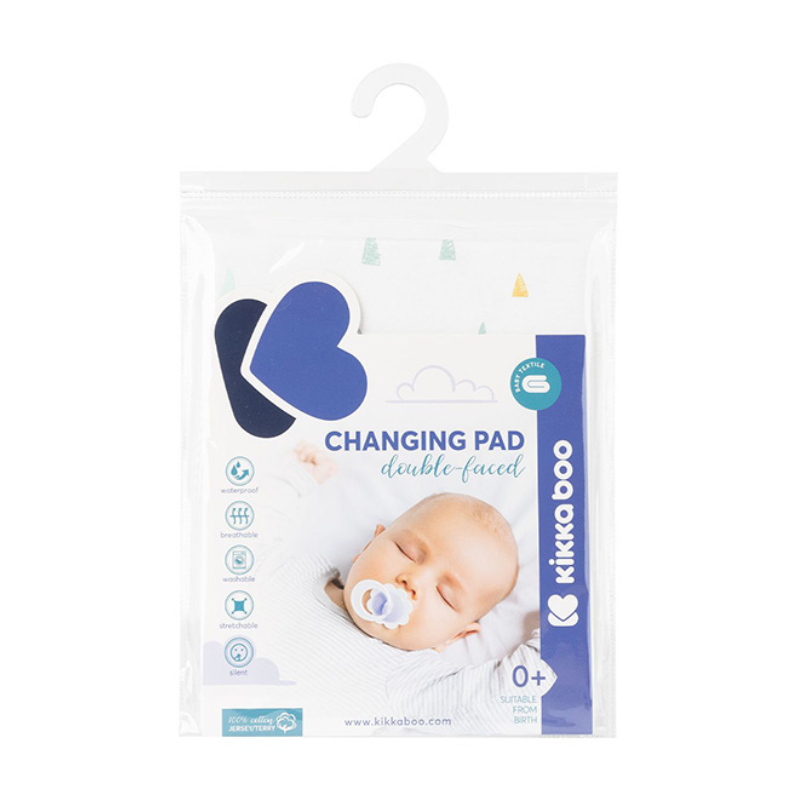 xx Kikkaboo Tapis à langer double face jersey/éponge 40/60 Triangles