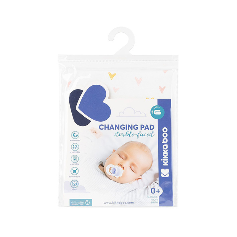 xx Kikkaboo Tapis à langer double face jersey/éponge 50/70 Coeurs