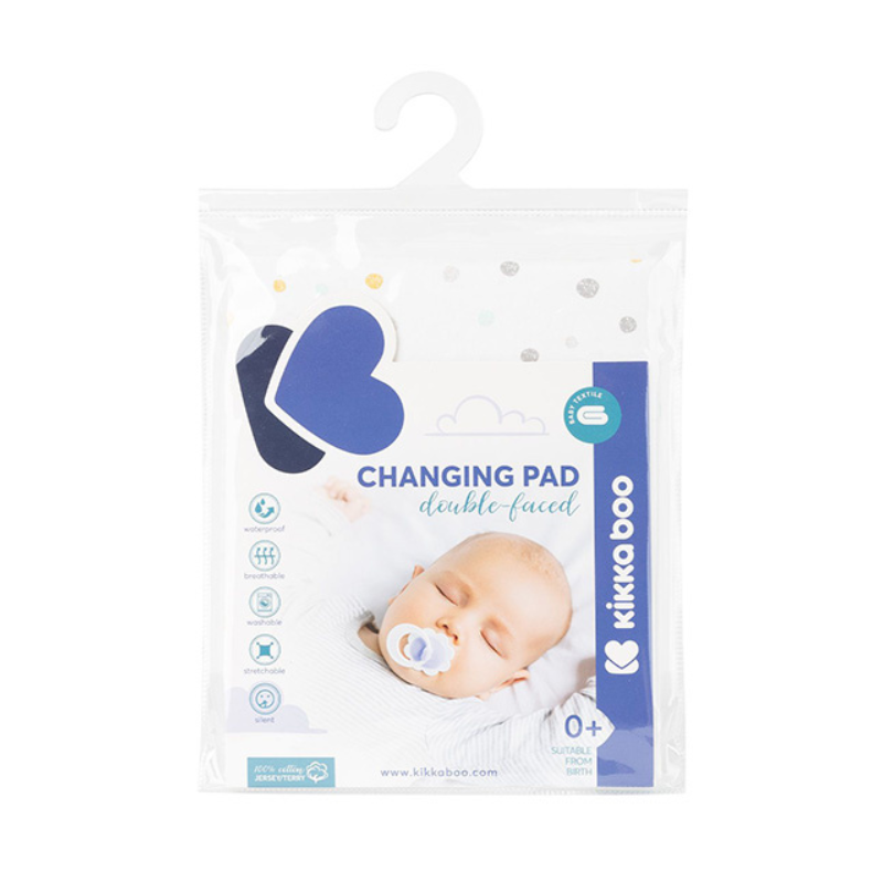 xx Kikkaboo Tapis à langer double face jersey/éponge 50/70 Pois