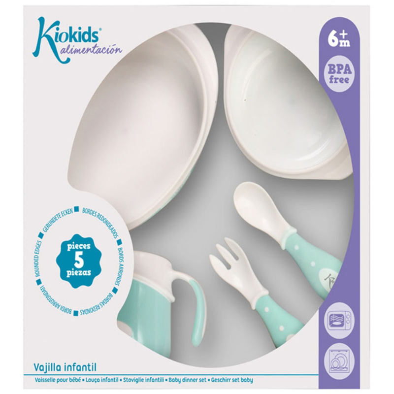 xx KIOKIDS Vaisselle Bebe 5 Pieces Bleu