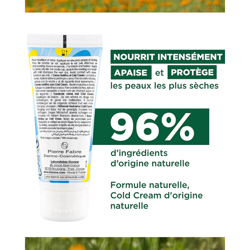 Klorane Bébé Crème nutritive au Cold Cream et Calendula - 40ml