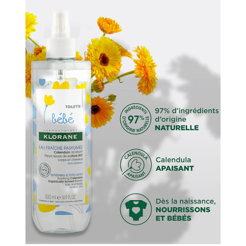 Klorane Bébé Eau fraîche parfumée au Calendula apaisant - 500ml