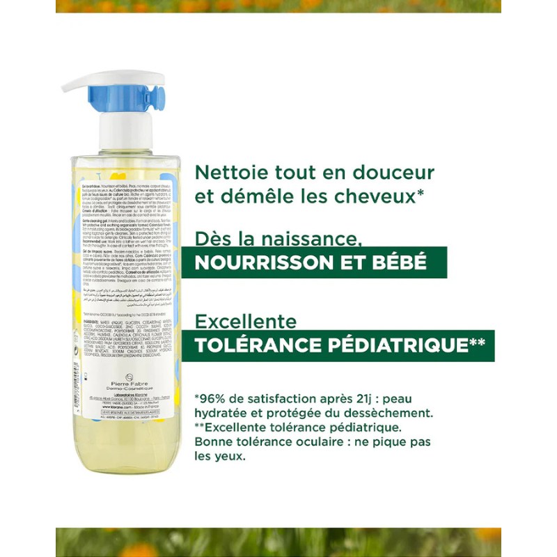Klorane Bébé Gel lavant doux au Calendula apaisant - 500ml