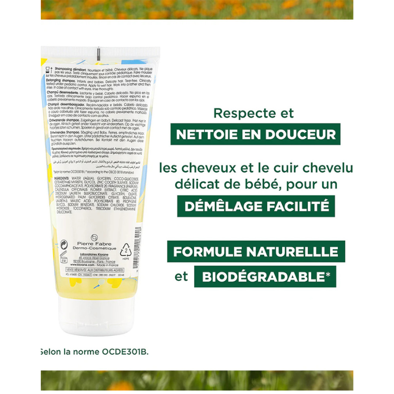 Klorane Bébé Shampooing démêlant au Calendula apaisant - 200ml