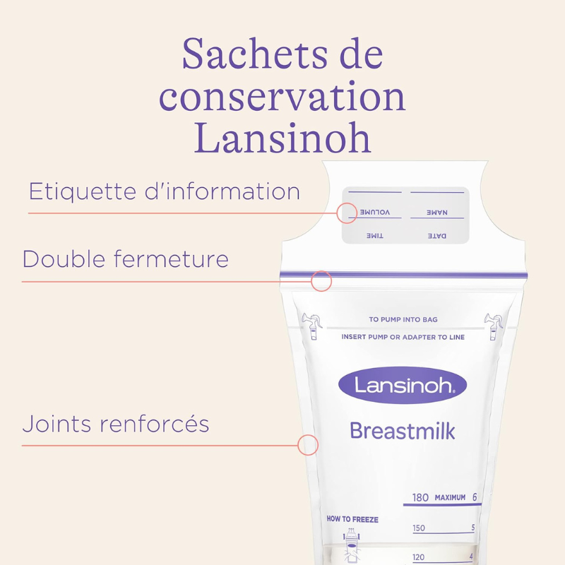 Lansinoh Sachets de Conservation du Lait Maternel 25 Unités