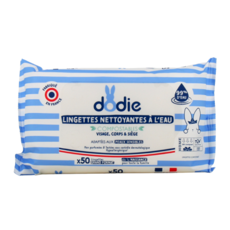xx Lingettes Dodie Nettoyantes à l'Eau x50