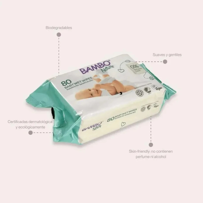 Lingettes humides Bambo Nature 80 unités