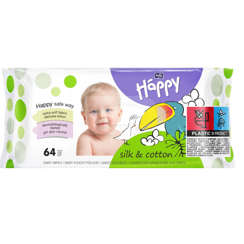 xx Lingettes nettoyantes à la soie et coton 64 pc Happy