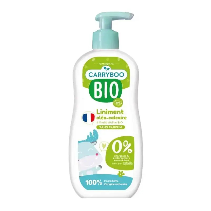 xx Liniment oléo-calcaire Carryboo 4 en 1 à l'huile d'olive biologique sans parfum 450 ml