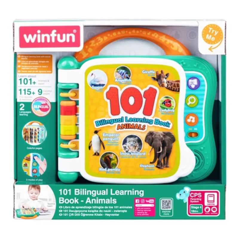Livre d'apprentissage bilingue -101 Animaux-  18m+  pour emmener partout – winfun