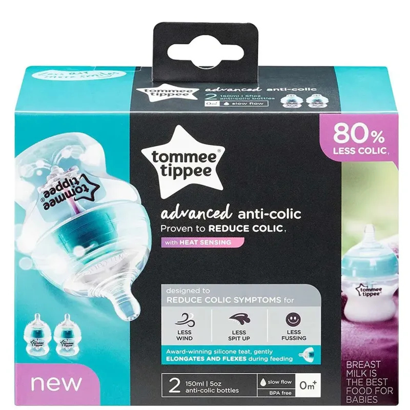 Lot de 2 Biberon Anticholique Avancé 150 ml en bleu – Tommee Tippee