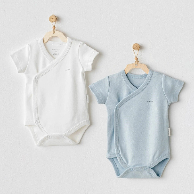 xx Lot de 2 bodies à manches courtes pour bébé Andywawa - Bleu