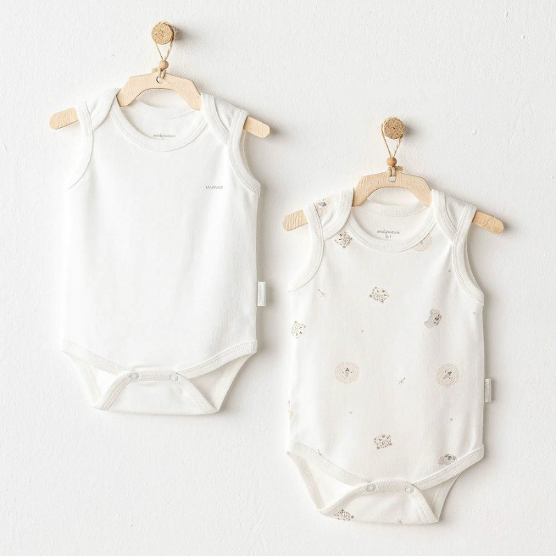 xx Lot de 2 bodies bébé garçon Andywawa – Happy Animals Blanc