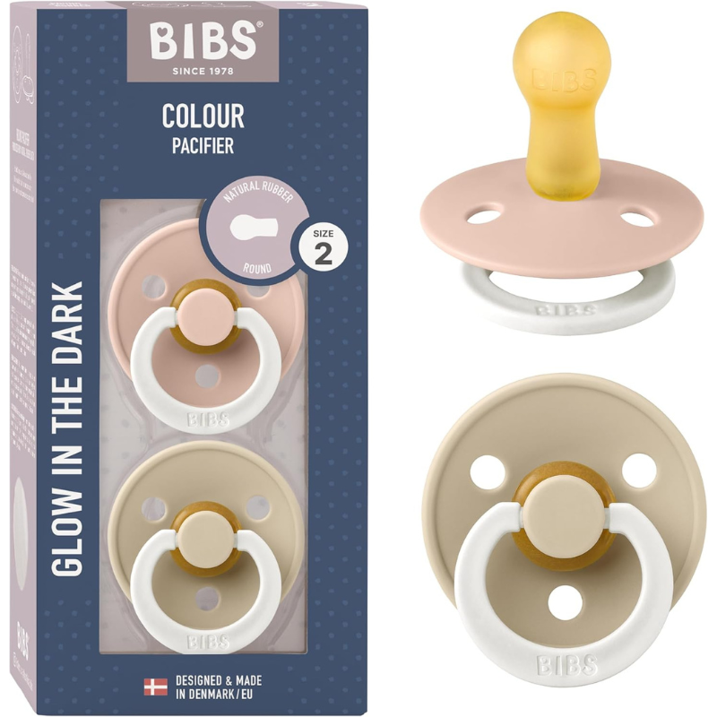 xx Lot de 2 Sucettes Rondes Nuit Bibs - Blush & Vanilla