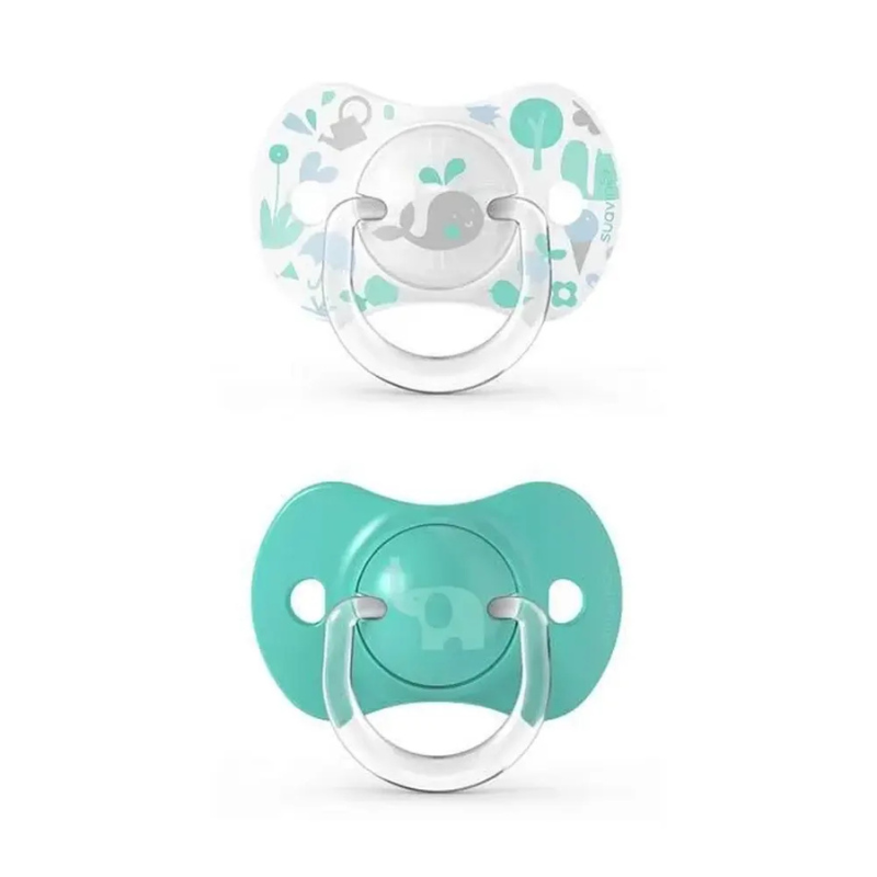 xx Lot de 2 Sucettes Suavinex Symétriques Silicone SX PRO™ Vert - 6-18M