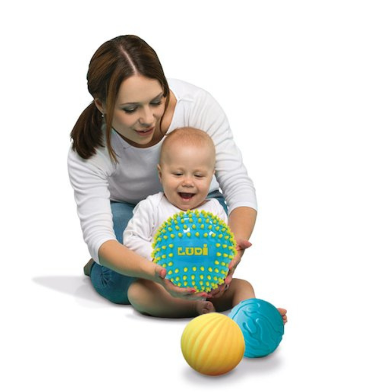 Ludi 3 balles sensorielles Bleues
