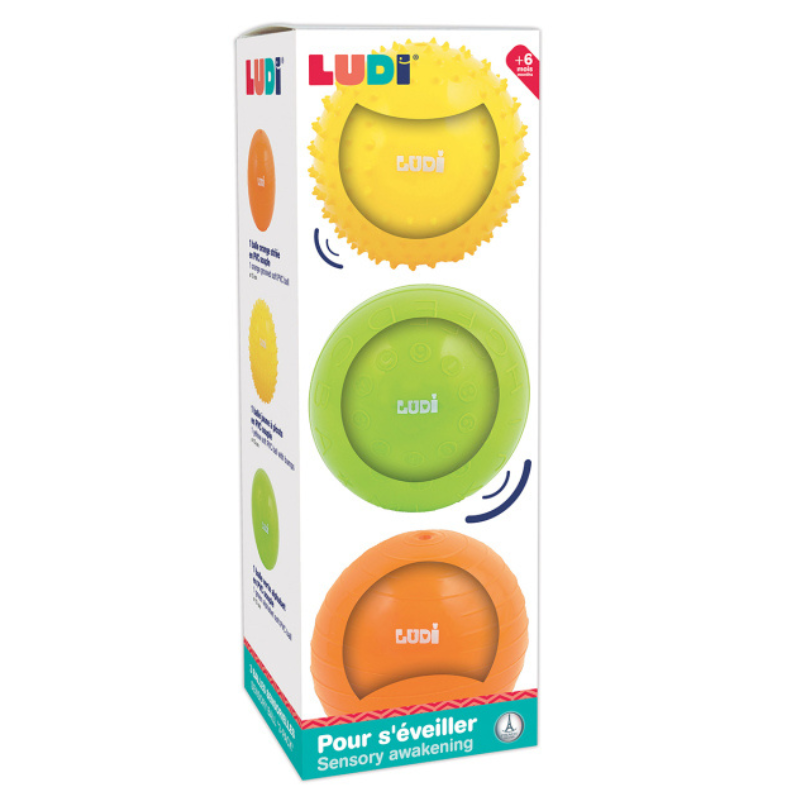 LUDI - Coffret De 3 Petites Balles Sensorielles