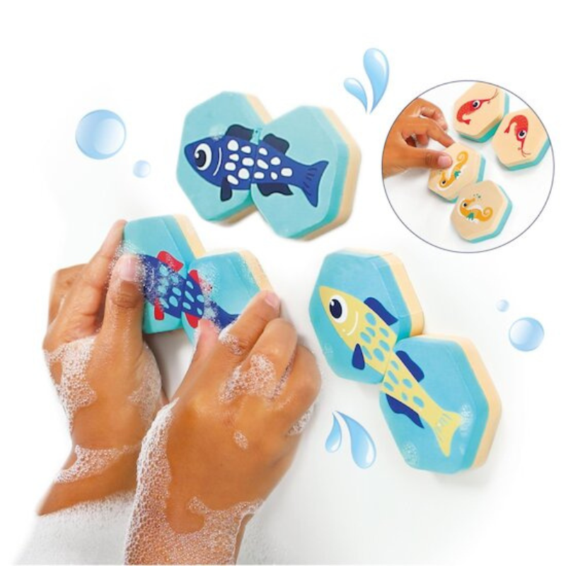 Ludi Memory de bain 2 en 1 Animaux marins Beige