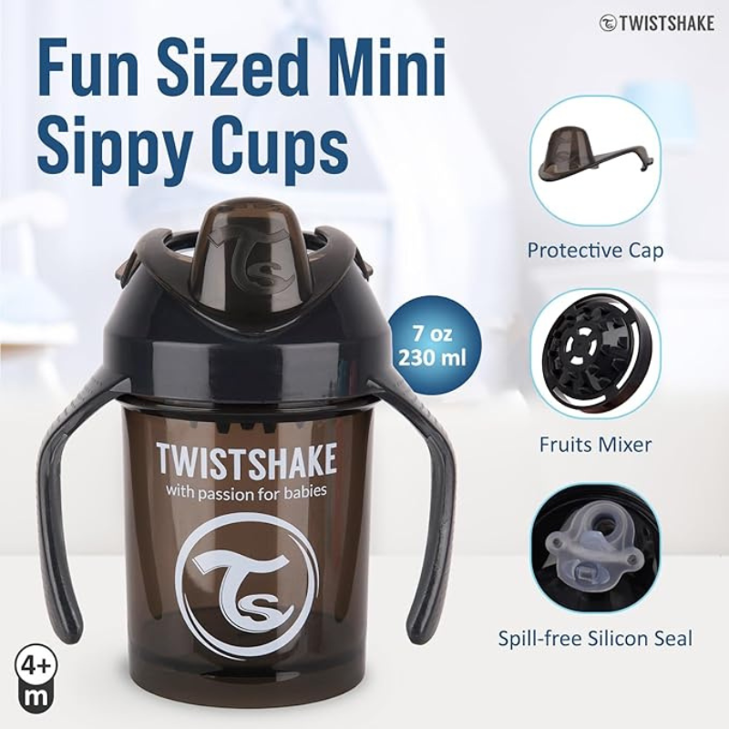 Mini gobelet anti-fuite Twistshake 230 ml - 4M+ - Noir