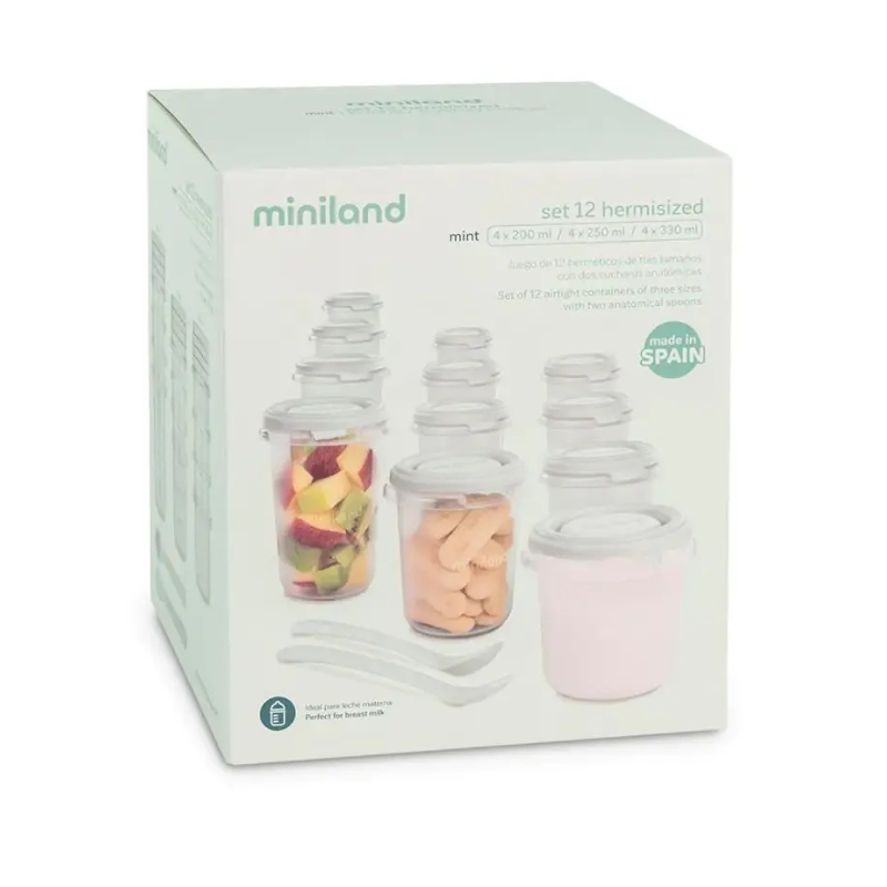 xx Miniland Set de 12 Pots de Conservation Mint