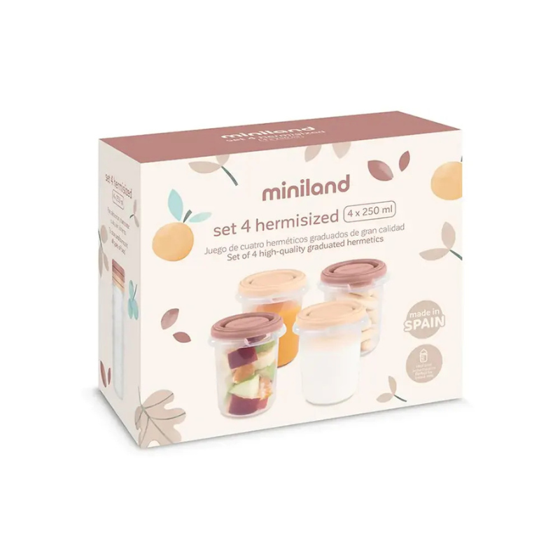 Miniland Set de 4 Pots de Conservation Valencia - 250 ml