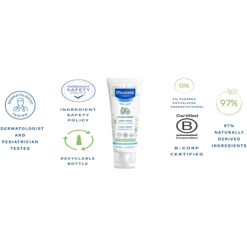 Mustela Hydra Bebe Crème visage dès la naissance 40 ml