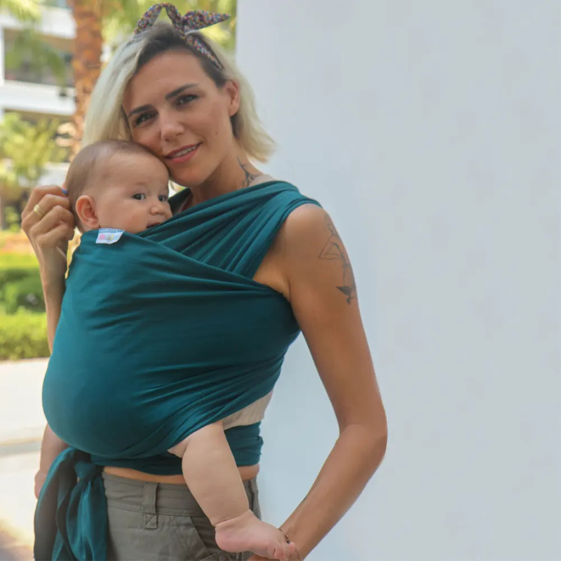 xx Neko Écharpe de Portage Bébé - Vert Pétrole