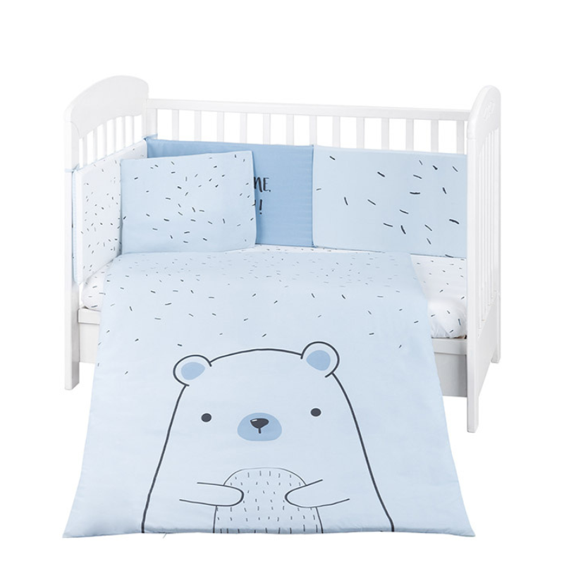 xx Parure de lit 6 pièces 60x120 cm Ours avec moi Bleu - Kikkaboo