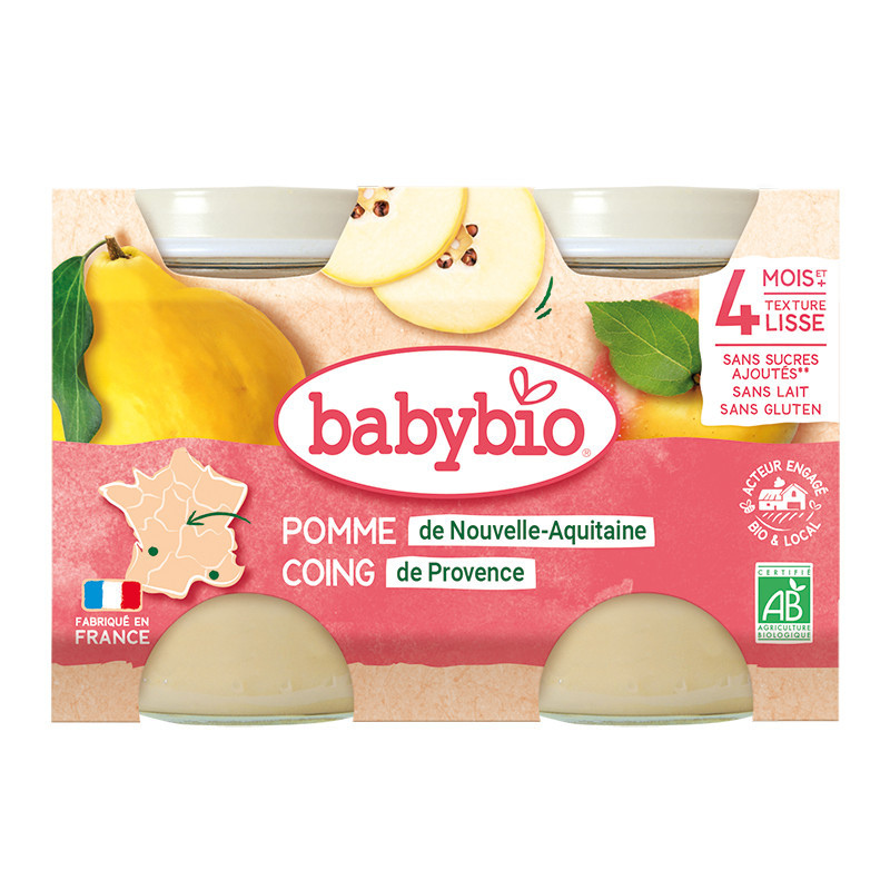 xx Petits pots sucrés de Pomme et Coing 2x130g – Babybio
