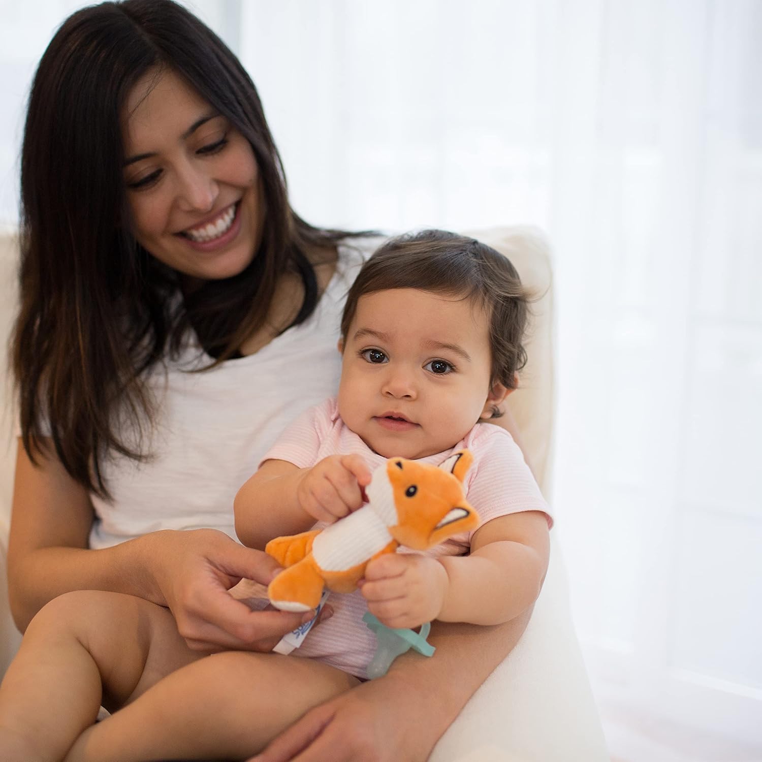 Porte-tétine et anneau de dentition Dr. Brown's Lovey, 0 mois et plus, renard et bleu sarcelle