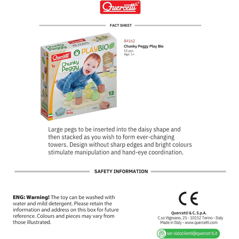 Quercetti Jeu de Motricite Chunky Peggy - 12M+