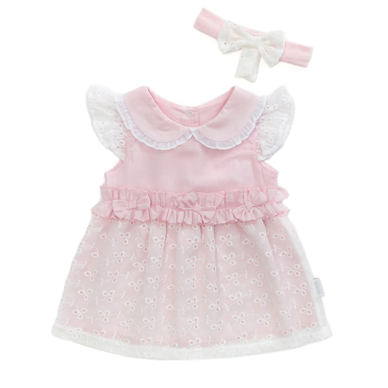 xx Robe rose à volants et motif floral - Andywawa