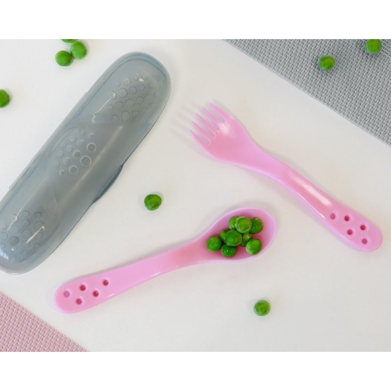 Set de 2 couverts Kiokids – coloris rose