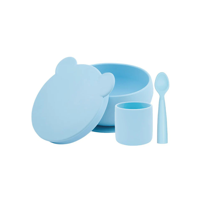 xx Set en Silicone MINIKOIOI Bol Gobelet Cuillère – Bleu