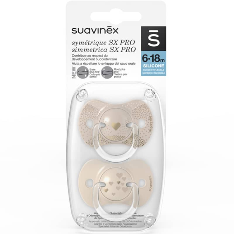 Suavinex 2 sucettes Symétriques SX Pro 6-18 mois Taupe